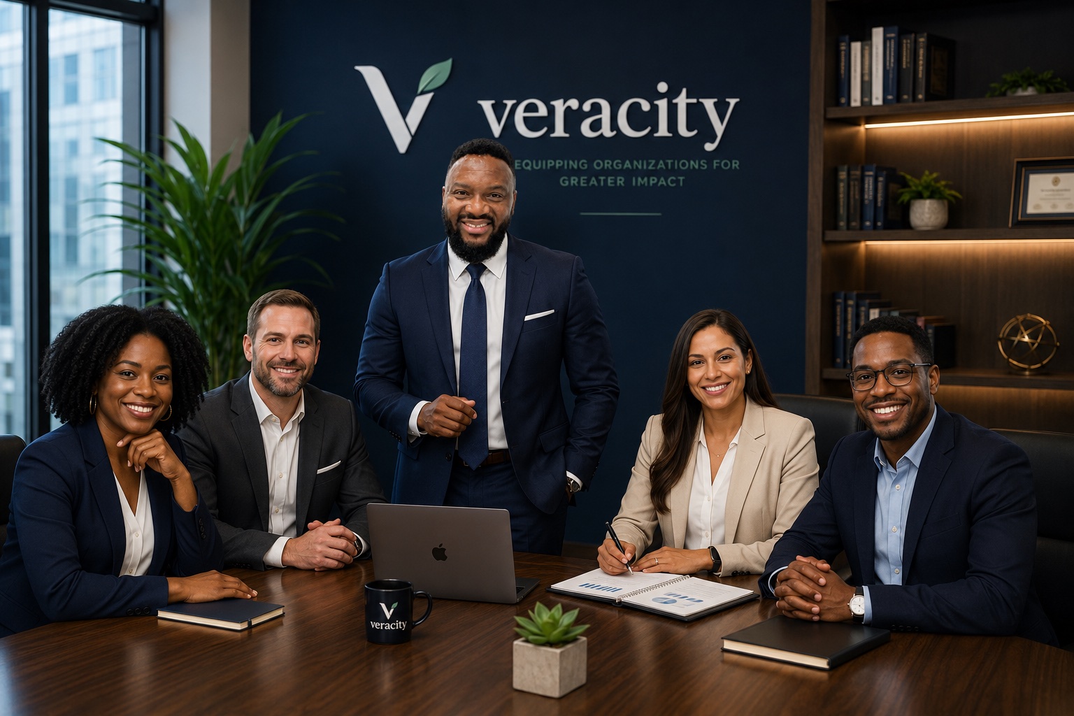 The Veracity team gathered in their office